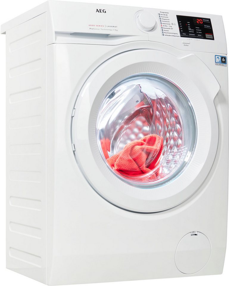 AEG Waschmaschine 6000 ProSense® L6FBG51470, 7 kg, 1400 U/min, ProSense®: Spart Zeit und Energie durch Anpassung an die Wäschemenge