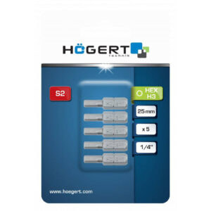 Högert Sechskant H Bits 25 mm aus Stahl, H 4 - 5 Stück
