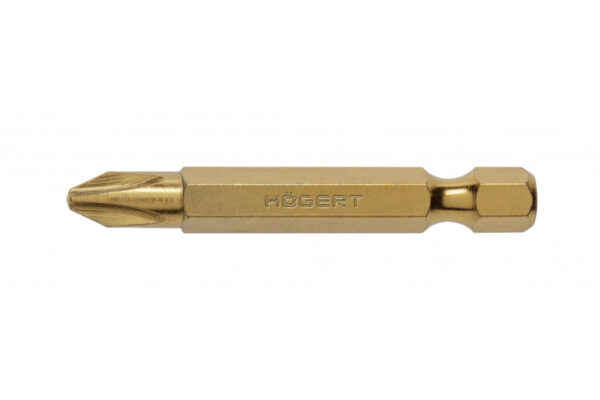 Högert Philips PH2 Bits 50 mm aus Stahl mit Titannitrid Beschichtung, 2 Stück
