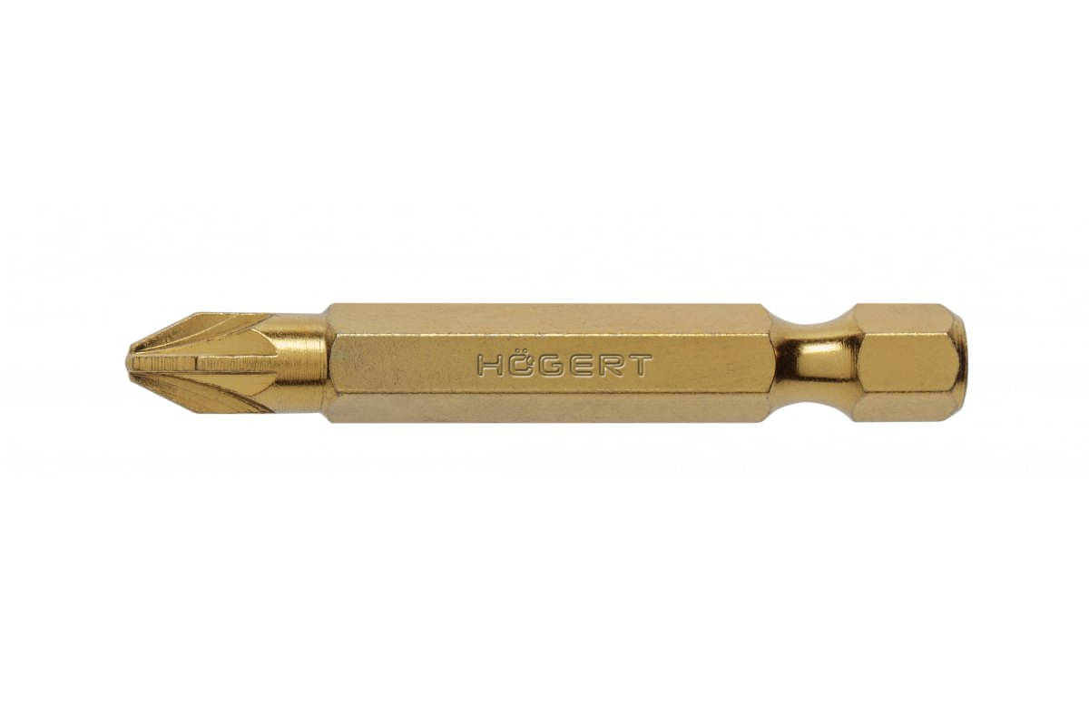 Högert Pozidriv PZ2 Bits 50 mm aus Stahl mit Titannitrid Beschichtung, 2 Stück