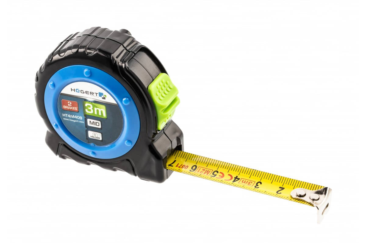 Högert Rollmeter mit zwei Bremstasten, 8 Meter x 25 mm