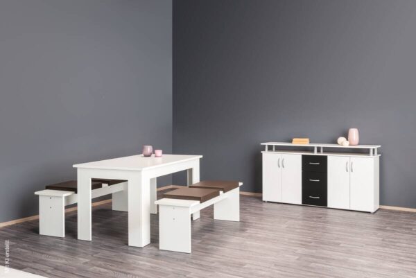 Tischgruppe München weiß Spanplatte B/H/T: ca. 140x75x80 cm – Bild 2