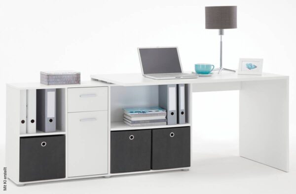Schreibtisch weiß B/H/T: ca. 136x74x66,5 cm – Bild 2