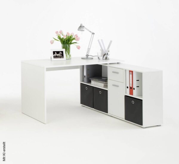 Schreibtisch weiß B/H/T: ca. 136x74x66,5 cm – Bild 3