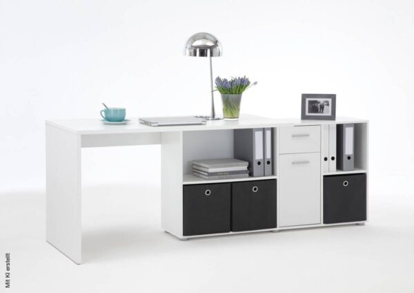 Schreibtisch weiß B/H/T: ca. 136x74x66,5 cm – Bild 4