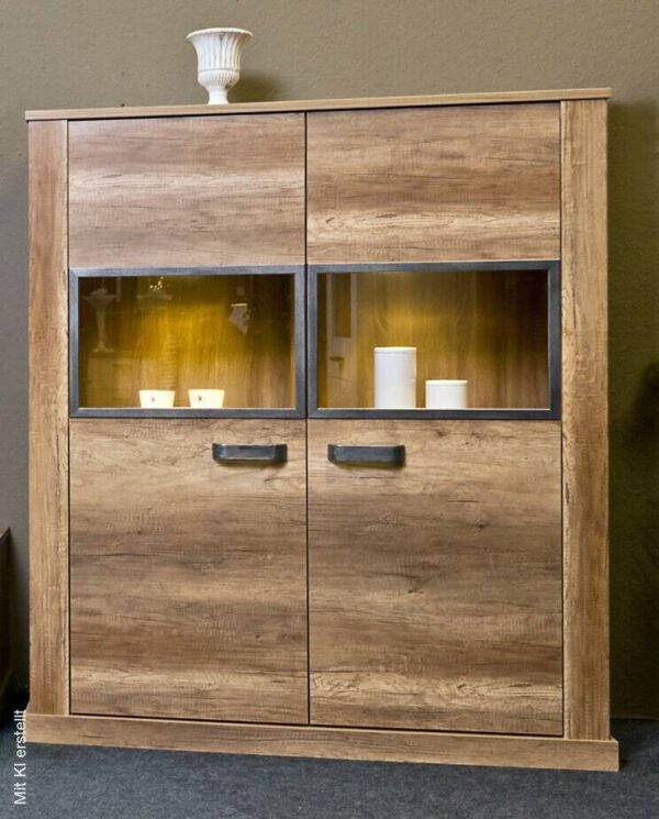 Vitrine Aalborg Oak Monument Nachbildung Spanplatte B/H/T: ca. 133x150x40 cm – Bild 2