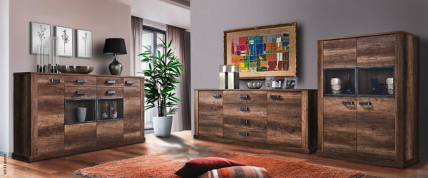 Highboard Aalborg Oak Monument Nachbildung Spanplatte B/H/T: ca. 212x112x40 cm – Bild 2