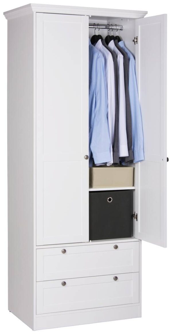 Kleiderschrank Landwood weiß B/H/T: ca. 80x200x51 cm – Bild 3