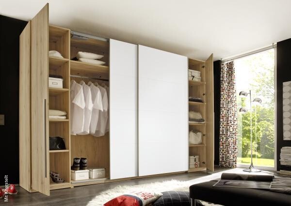 Schwebetürenschrank Match Eiche San-Remo Nachbildung weiß Eiche San-Remo Nachbildung weiß B/H/T: ca. 316x225x61 cm – Bild 2