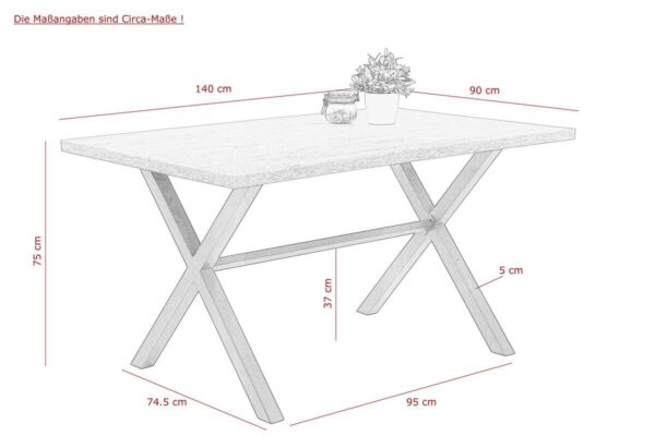 Esstisch Bonny Monument Nachbildung B/H/T: ca. 140x75x90 cm – Bild 2