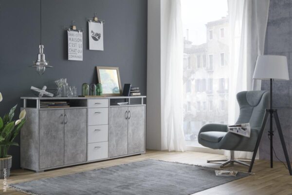 Sideboard Maximo Beton Optik weiß B/H/T: ca. 208x94x38 cm – Bild 2