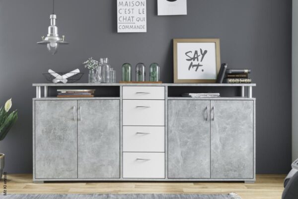 Sideboard Maximo Beton Optik weiß B/H/T: ca. 208x94x38 cm – Bild 5