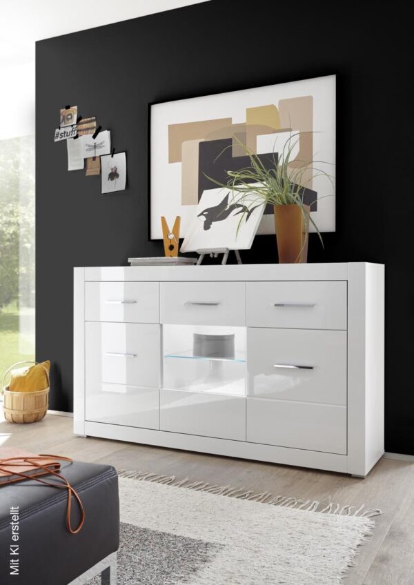 Sideboard Bianco weiß weiß Hochglanz B/H/T: ca. 164x97x42 cm Sideboard Bianco weiß weiß Hochglanz B/H/T: ca. 164x97x42 cm – Bild 2