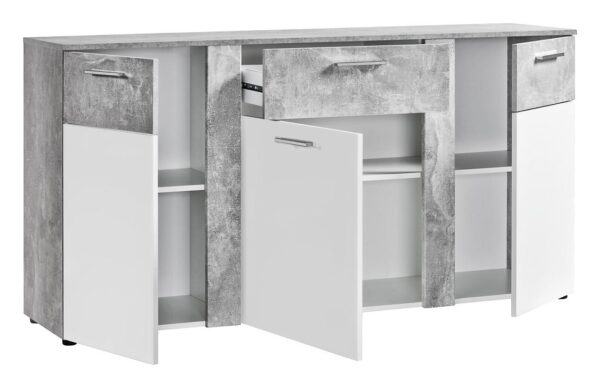 Kommode Trentino Beton Optik weiß B/H/T: ca. 155x81x40 cm – Bild 2