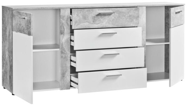 Kommode Trentino Beton Optik weiß B/H/T: ca. 180x81x40 cm – Bild 2