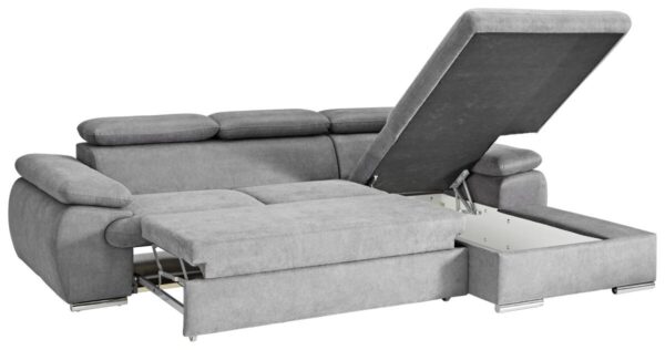 Ecksofa mit Bettfunktion und Bettkasten graubraun – Bild 3