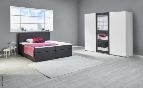 Schwebetürenschrank Minden weiß Graphit B/H/T: ca. 270x210x65 cm Schwebetürenschrank Minden weiß Graphit B/H/T: ca. 270x210x65 cm – Bild 4