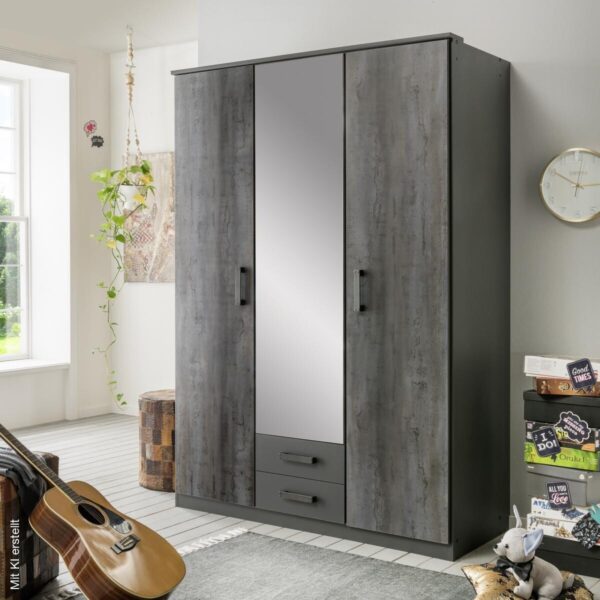 Kleiderschrank Duisburg Graphit B/H/T: ca. 135x199x58 cm – Bild 2