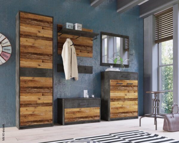 Schuhkommode Perugia Old Wood Nachbildung Fresko Nachbildung B/H/T: ca. 80x106x34 cm – Bild 2