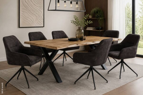 Esstisch Eiche Wild Nachbildung B/H/T: ca. 200x76x100 cm – Bild 4