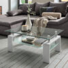 Glascouchtisch Modena weiß Hochglanz glasklar B/H/T: ca. 100x45x60 cm Glascouchtisch Modena weiß Hochglanz glasklar B/H/T: ca. 100x45x60 cm – Bild 2