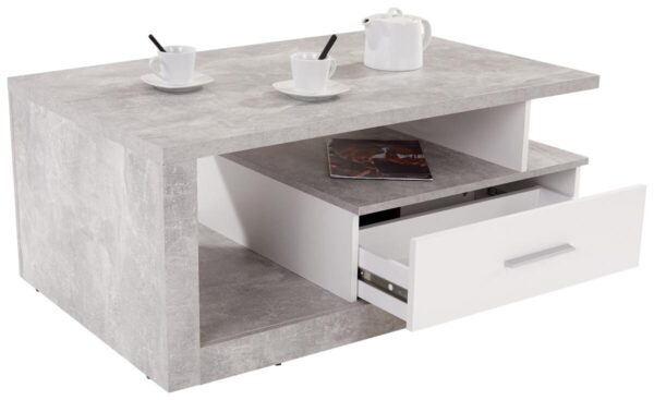 Couchtisch Iguan Beton Optik weiß Nachbildung B/H/T: ca. 110x45x67 cm – Bild 2