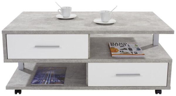 Couchtisch Quattro Beton Optik weiß Nachbildung B/H/T: ca. 105x45x60 cm – Bild 3