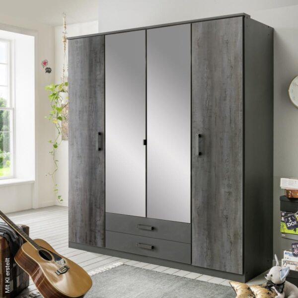 Kleiderschrank Duisburg Graphit B/H/T: ca. 180x199x58 cm – Bild 2