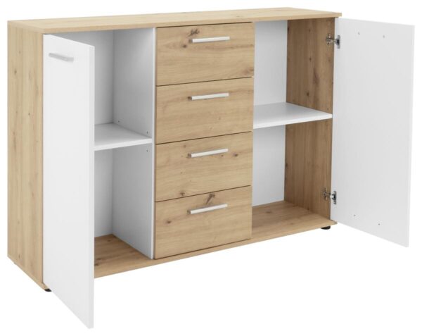 Kommode Jacky 2 Eiche Artisan Nachbildung weiß B/H/T: ca. 120x85x35 cm – Bild 2