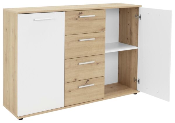 Kommode Jacky 2 Eiche Artisan Nachbildung weiß B/H/T: ca. 120x85x35 cm – Bild 3