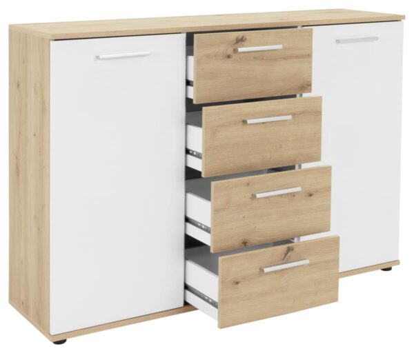 Kommode Jacky 2 Eiche Artisan Nachbildung weiß B/H/T: ca. 120x85x35 cm – Bild 4