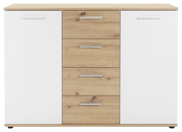 Kommode Jacky 2 Eiche Artisan Nachbildung weiß B/H/T: ca. 120x85x35 cm – Bild 5