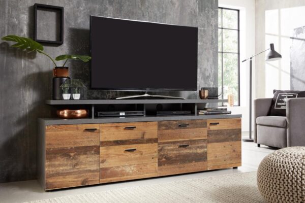 TV-Lowboard Mood Old Wood Nachbildung Beton dunkel Optik B/H/T: ca. 180x65x44 cm – Bild 5