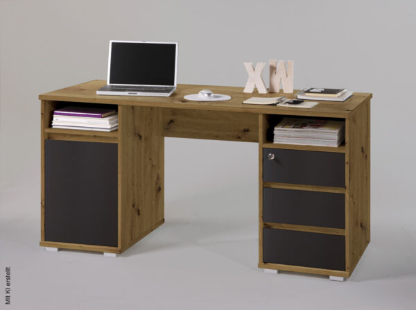 Schreibtisch Primus Eiche Artisan Nachbildung anthrazit B/H/T: ca. 145x74x65 cm – Bild 2