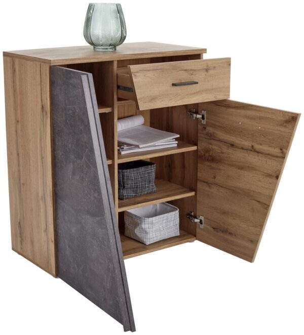 Schuhkommode Venedig Eiche Artisan Nachbildung Beton dunkel Nachbildung B/H/T: ca. 80x92x35 cm – Bild 2