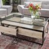 Couchtisch Bozen II glasklar Eiche Sonoma Nachbildung schwarz B/H/T: ca. 110x42x60 cm – Bild 2