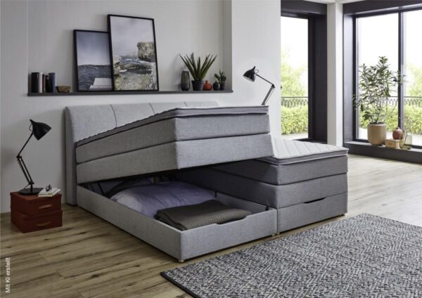 Boxspringbett Fire Silbergrau Liegefläche B/L: ca. 200x200 cm – Bild 2