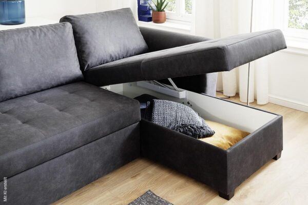 Ecksofa mit Bettfunktion und Bettkasten anthrazit B/H/T: ca. 260x89x155 cm Ecksofa mit Bettfunktion und Bettkasten anthrazit B/H/T: ca. 260x89x155 cm – Bild 4