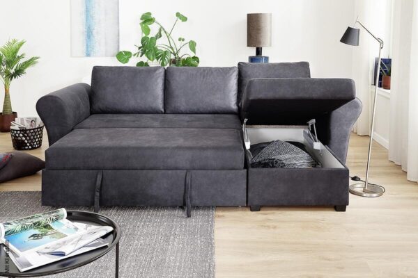 Ecksofa mit Bettfunktion und Bettkasten anthrazit B/H/T: ca. 260x89x155 cm Ecksofa mit Bettfunktion und Bettkasten anthrazit B/H/T: ca. 260x89x155 cm – Bild 5