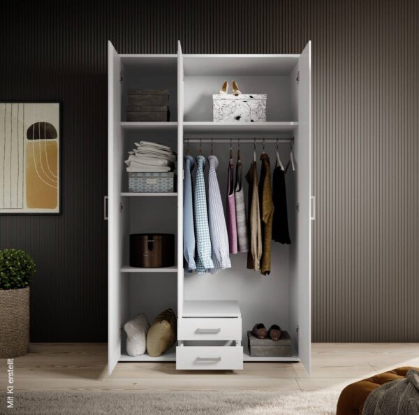 Kleiderschrank Karl weiß B/H/T: ca. 120x195x55 cm – Bild 4