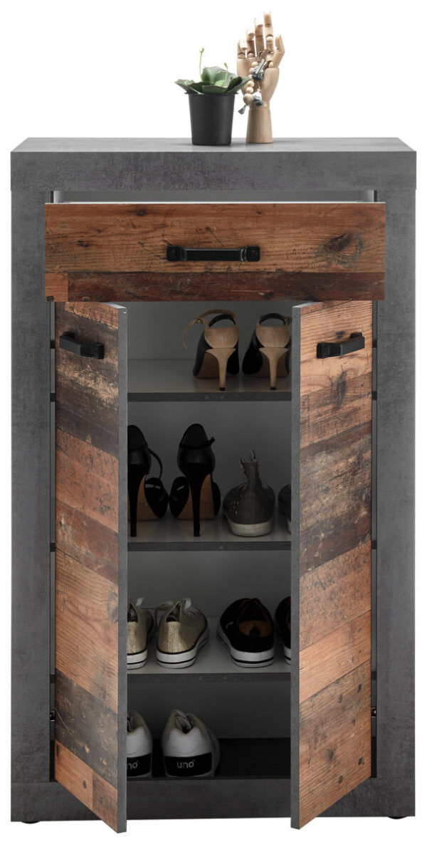 Schuhkommode Indiana Beton dunkel Nachbildung Old Wood Nachbildung B/H/T: ca. 68x115x37 cm – Bild 2