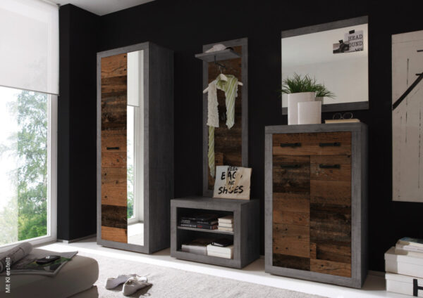 Schuhkommode Indiana Beton dunkel Nachbildung Old Wood Nachbildung B/H/T: ca. 68x115x37 cm – Bild 3