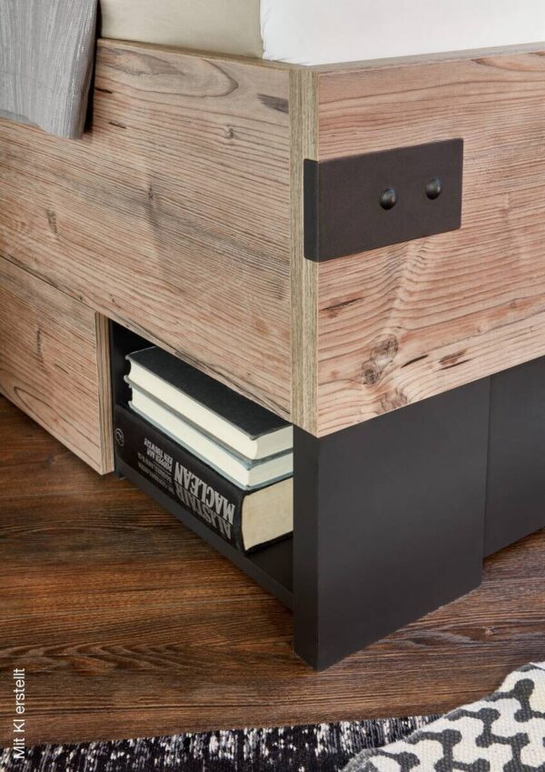 Bett Stockholm tanne Nachbildung Graphit B/H/T: ca. 189x96x210 cm – Bild 4