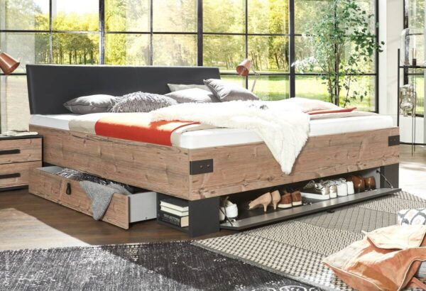 Bett Stockholm tanne Nachbildung Graphit B/H/T: ca. 189x96x210 cm – Bild 5