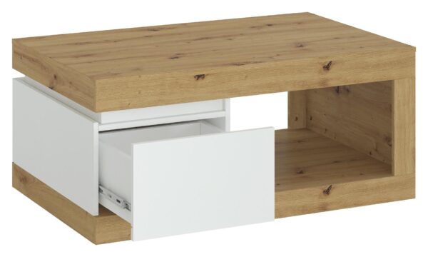 Couchtisch Luci Eiche Artisan Alpinweiß Nachbildung B/H/T: ca. 110x50x70 cm – Bild 2