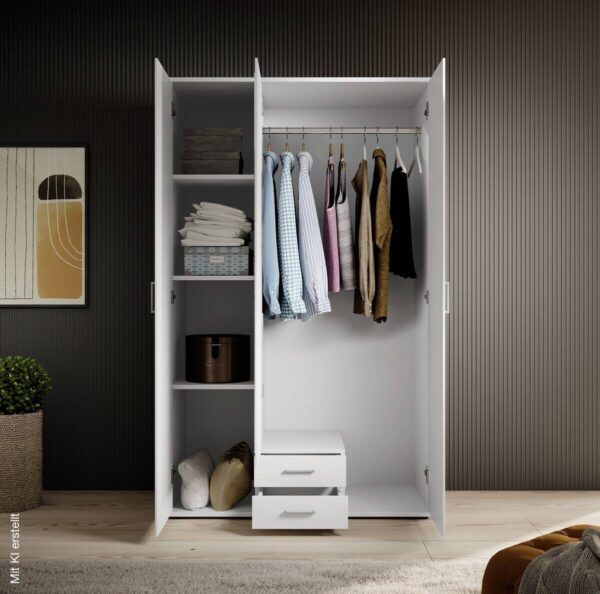 Kleiderschrank Paul weiß B/H/T: ca. 120x195x55 cm – Bild 2