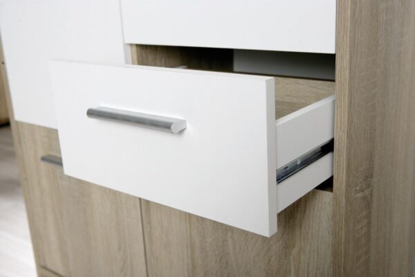 Kommode Eboli Eiche Sonoma Nachbildung weiß B/H/T: ca. 77x77x30 cm – Bild 2