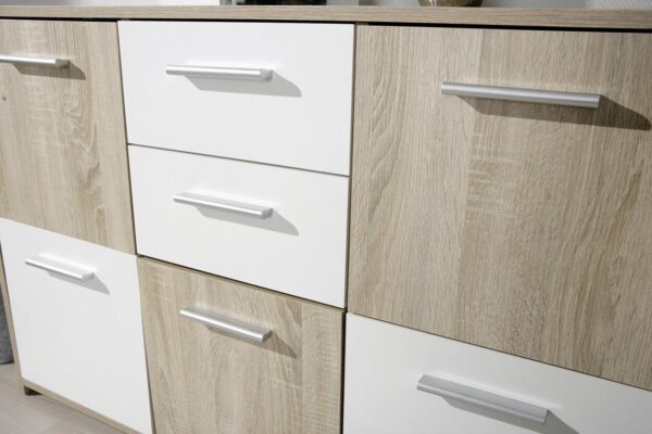 Kommode Elvezia Eiche Sonoma Nachbildung weiß B/H/T: ca. 115x77x30 cm Kommode Elvezia Eiche Sonoma Nachbildung weiß B/H/T: ca. 115x77x30 cm – Bild 5