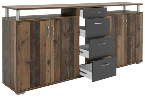 Sideboard Maximo Old Wood Nachbildung anthrazit B/H/T: ca. 208x94x38 cm – Bild 4
