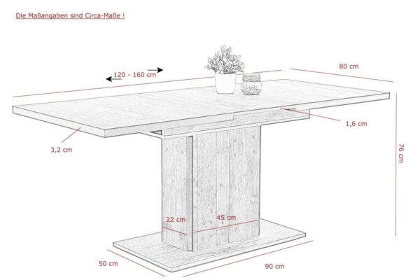 Esstisch Ariana T B/H/T: ca. 120x76x80 cm – Bild 2